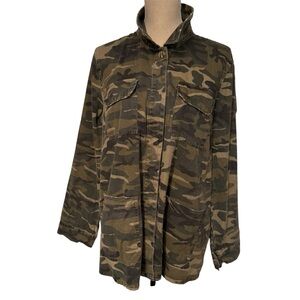 MYSTREE JACKET SHACKET CAMOUFLAGE GREEN LONG SLEEVE BUTTON CLOSE UTILITY SIZE M